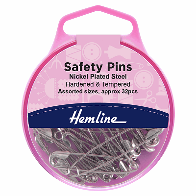 H410.99 Safety Pins: Assorted: Nickel: 32 Pieces.. 